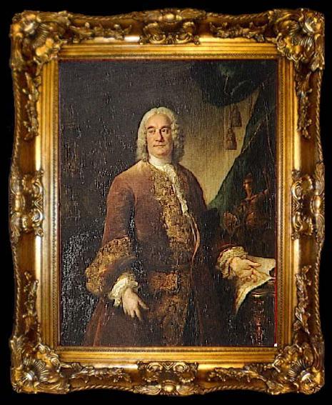 framed  Louis Tocque Portrait of Charles Francois Paul Le Normant de Tournehem, ta009-2
